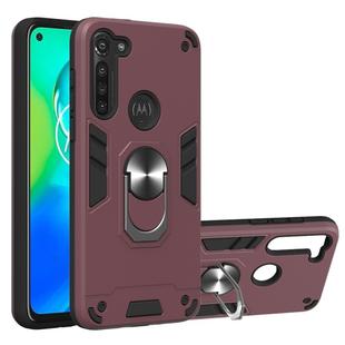 For Motorola Moto G8 Power 2 in 1 Armour Series PC + TPU Protective Case with Ring Holder(Wine Red)