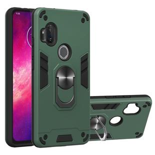 For Motorola One Hyper 2 in 1 Armour Series PC + TPU Protective Case with Ring Holder(Dark Green)