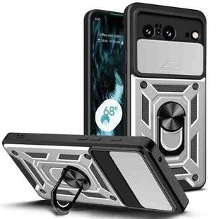 For Google Pixel 8 5G Sliding Camera Cover Design TPU Hybrid PC Phone Case(Silver)