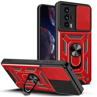 For Xiaomi Poco F5 Pro Sliding Camera Cover Design TPU Hybrid PC Phone Case(Red)