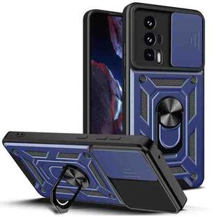 For Xiaomi Poco F5 Pro Sliding Camera Cover Design TPU Hybrid PC Phone Case(Blue)