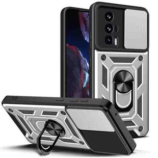 For Xiaomi Poco F5 Pro Sliding Camera Cover Design TPU Hybrid PC Phone Case(Silver)