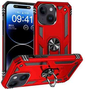 For iPhone 15 Shockproof TPU + PC Phone Case with Holder(Red)