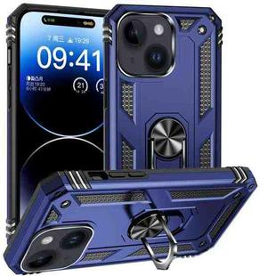 For iPhone 15 Shockproof TPU + PC Phone Case with Holder(Blue)