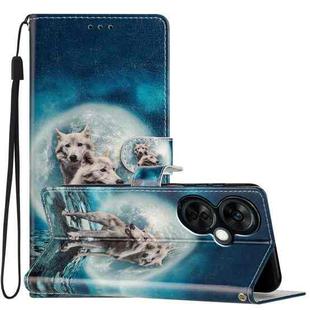 For OnePlus Nord CE 3 Lite 5G Colored Drawing Leather Phone Case(Twin Wolves)