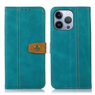 For iPhone 16 Pro Max Stitching Thread Calf Texture Leather Phone Case(Light Green)