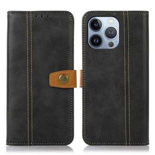 For iPhone 16 Pro Stitching Thread Calf Texture Leather Phone Case(Black)