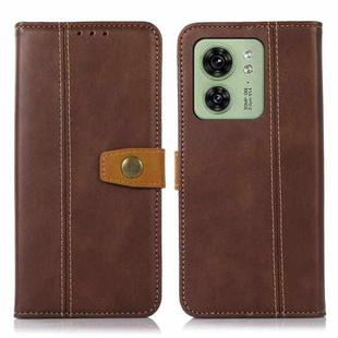 For Motorola Edge 40 5G Stitching Thread Calf Texture Leather Phone Case(Coffee)