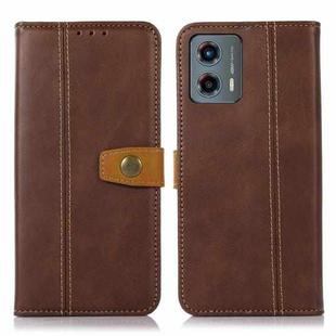 For Motorola Moto G 5G 2023 Stitching Thread Calf Texture Leather Phone Case(Coffee)