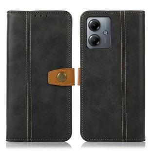 For Motorola Moto G14 4G Stitching Thread Calf Texture Leather Phone Case(Black)