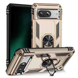 For Google Pixel 8 Shockproof TPU + PC Phone Case with Holder(Gold)