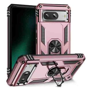 For Google Pixel 8 Shockproof TPU + PC Phone Case with Holder(Rose Gold)