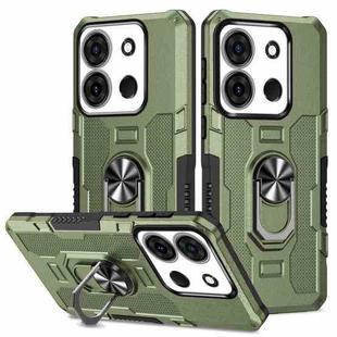 For Infinix Smart 7 African Ring Holder Armor Hybrid Phone Case(Green)