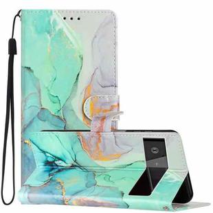 For Google Pixel 6 Colored Drawing Leather Phone Case(Green Marble)