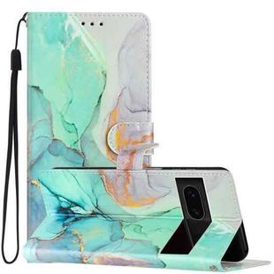 For Google Pixel 7 Colored Drawing Leather Phone Case(Green Marble)