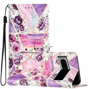 For Google Pixel 7 Pro Colored Drawing Leather Phone Case(Purple Marble)
