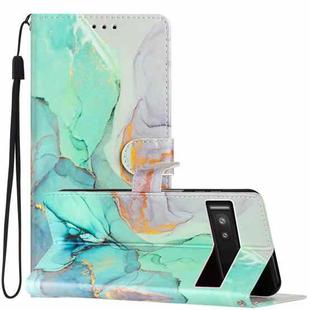 For Google Pixel 7a Colored Drawing Leather Phone Case(Green Marble)