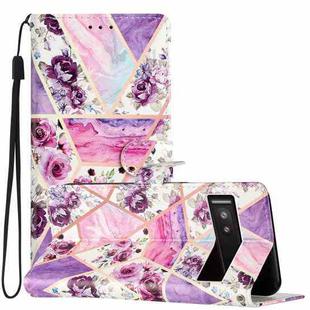 For Google Pixel 7a Colored Drawing Leather Phone Case(Purple Marble)