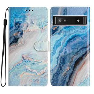 For Google Pixel 9a Colored Drawing Leather Phone Case(Blue Marble)