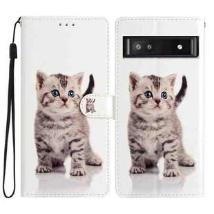 For Google Pixel 9a Colored Drawing Leather Phone Case(Little Tabby Cat)