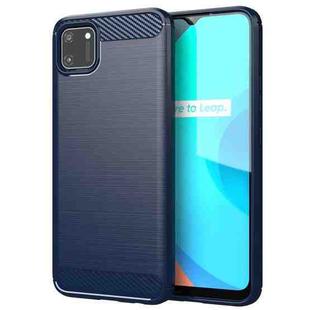 For Realme C11 Brushed Texture Carbon Fiber TPU Phone Case(Blue)