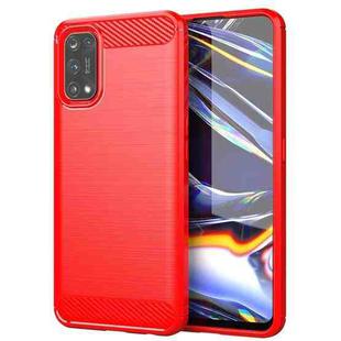 For Realme 7 Pro Brushed Texture Carbon Fiber TPU Phone Case(Red)