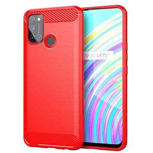 For Realme C17 Brushed Texture Carbon Fiber TPU Phone Case(Red)