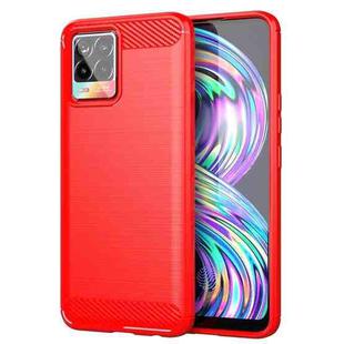 For Realme 8 Brushed Texture Carbon Fiber TPU Phone Case(Red)