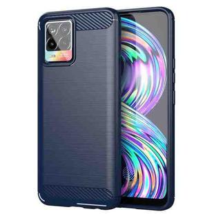 For Realme 8 Brushed Texture Carbon Fiber TPU Phone Case(Blue)
