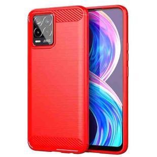 For Realme 8 Pro Brushed Texture Carbon Fiber TPU Phone Case(Red)