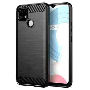 For Realme C21Y Brushed Texture Carbon Fiber TPU Phone Case(Black)