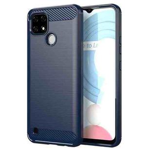 For Realme C21Y Brushed Texture Carbon Fiber TPU Phone Case(Blue)