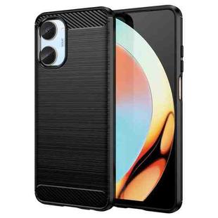 For Realme10 4G Brushed Texture Carbon Fiber TPU Phone Case(Black)