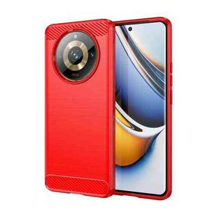 For Realme 11 Pro Brushed Texture Carbon Fiber TPU Phone Case(Red)
