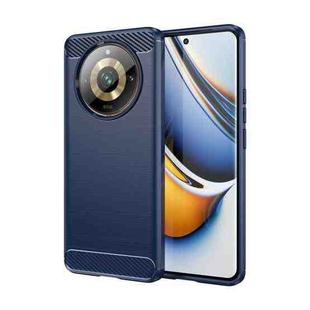 For Realme 11 Pro+ Brushed Texture Carbon Fiber TPU Phone Case(Blue)