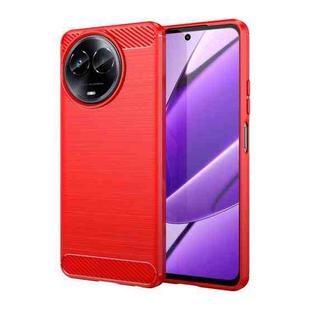 For Realme V50s Brushed Texture Carbon Fiber TPU Phone Case(Red)