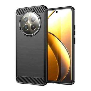 For Realme 12+ 5G Brushed Texture Carbon Fiber TPU Phone Case(Black)