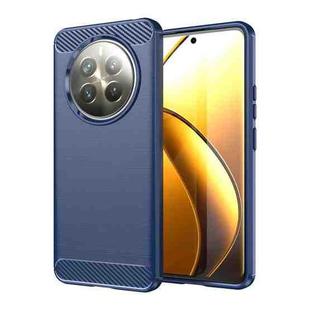 For Realme 12+ 5G Brushed Texture Carbon Fiber TPU Phone Case(Blue)