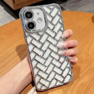 For iPhone 12 Woven Grid 3D Electroplating Laser Engraving Phone Case(Silver)
