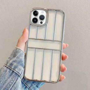 For iPhone 14 Pro Max Electroplating Door Frame Transparent TPU Phone Case(Silver)