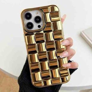 For iPhone 14 Pro 3D Cube Weave Texture Electroplating Phone Case(Gold)