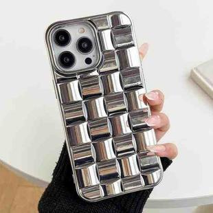 For iPhone 14 Pro Max 3D Cube Weave Texture Electroplating Phone Case(Silver)