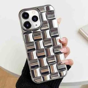 For iPhone 11 Pro Max 3D Cube Weave Texture Electroplating Phone Case(Silver)