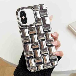For iPhone XS / X 3D Cube Weave Texture Electroplating Phone Case(Silver)