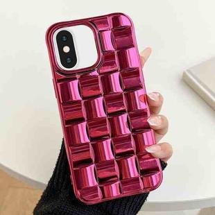 For iPhone XS / X 3D Cube Weave Texture Electroplating Phone Case(Rose Red)