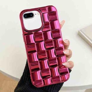 For iPhone 8 Plus / 7 Plus 3D Cube Weave Texture Electroplating Phone Case(Rose Red)
