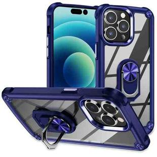 For iPhone 15 Pro Max TPU + PC Lens Protection Phone Case with Ring Holder(Blue)