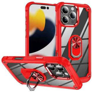 For iPhone 16 Pro Max TPU + PC Lens Protection Phone Case with Ring Holder(Red)