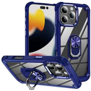 For iPhone 16 Pro Max TPU + PC Lens Protection Phone Case with Ring Holder(Blue)