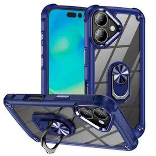 For iPhone 16 Plus TPU + PC Lens Protection Phone Case with Ring Holder(Blue)